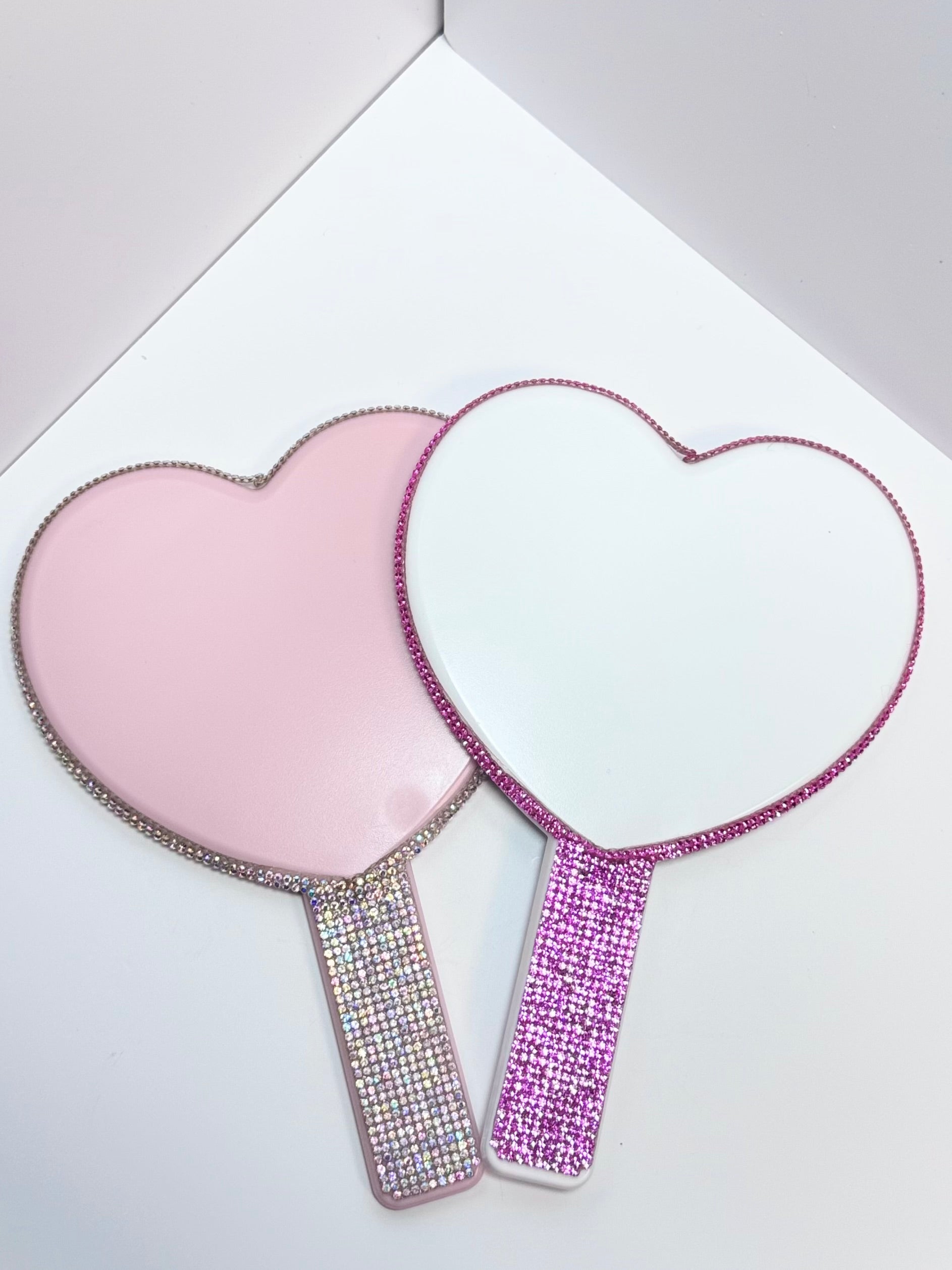 Handheld Bling Heart Shape Mirror
