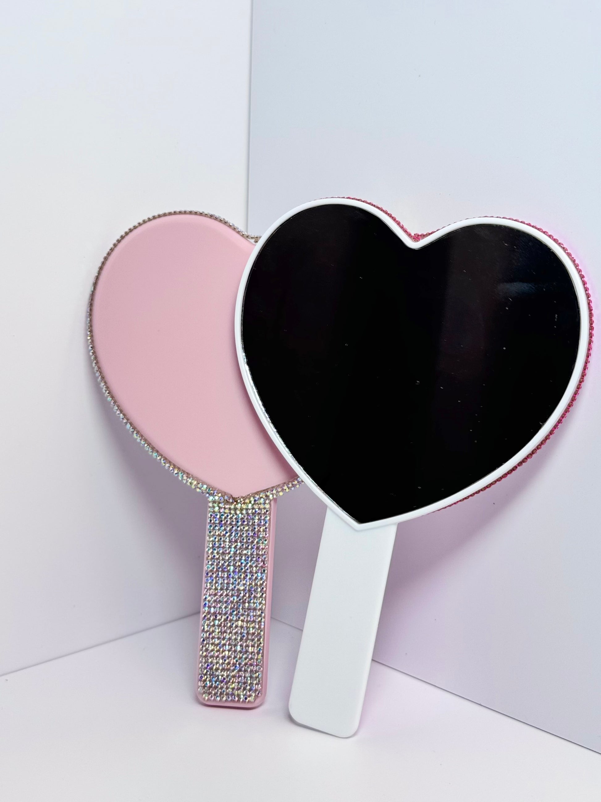 Handheld Bling Heart Shape Mirror