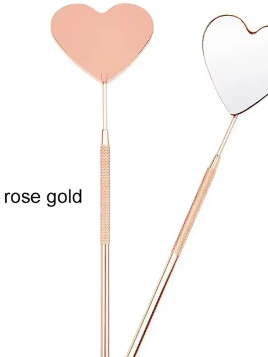 Eyelash Heart Mirror Stainless Steel Long Handle Mirror