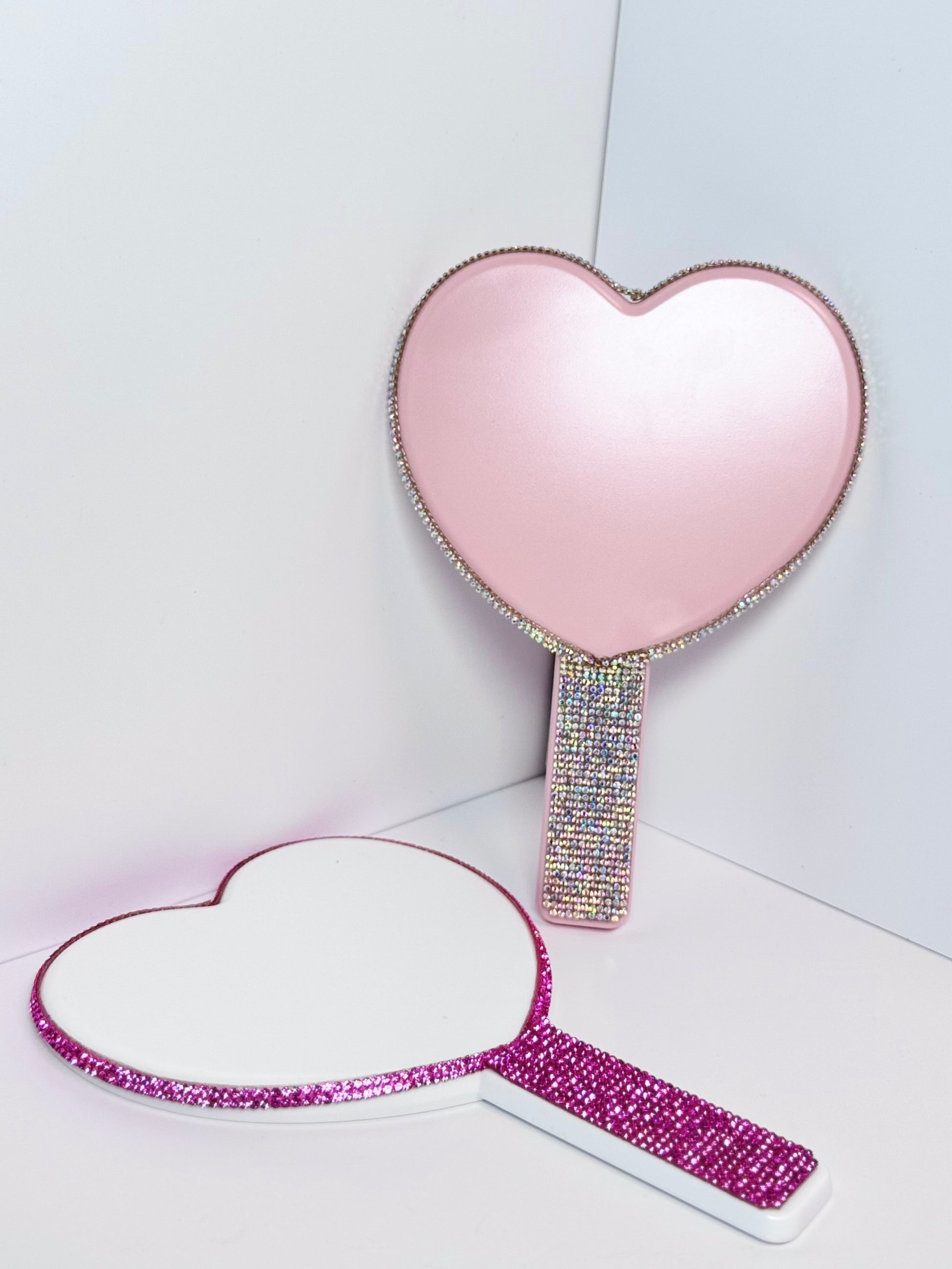 Handheld Bling Heart Shape Mirror